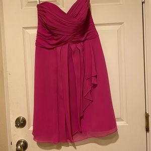 Short Crinkle Chiffon Dress with Front Cascade